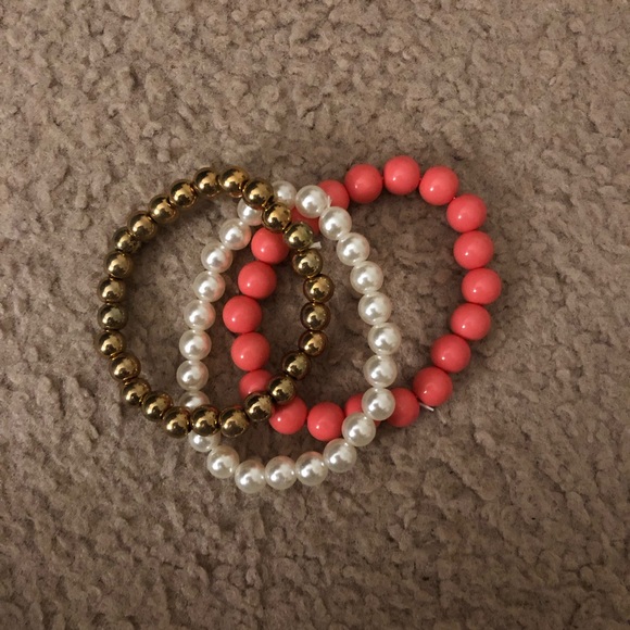 Gold, White, Pink Pearl Bracelets - Picture 1 of 1